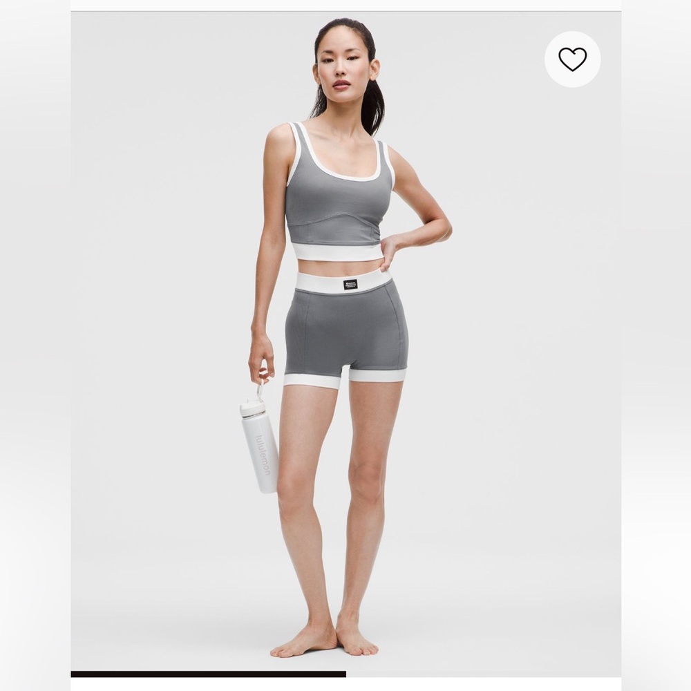 Lululemon Ribbed Nulu High-Rise Shorts, Grey, Size 4 - Picture 2 of 3